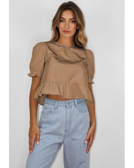 tan peplum top