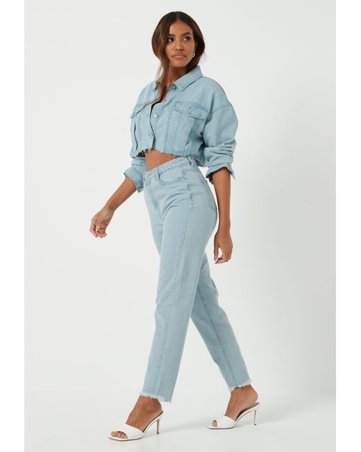 cropped denim jacket light blue