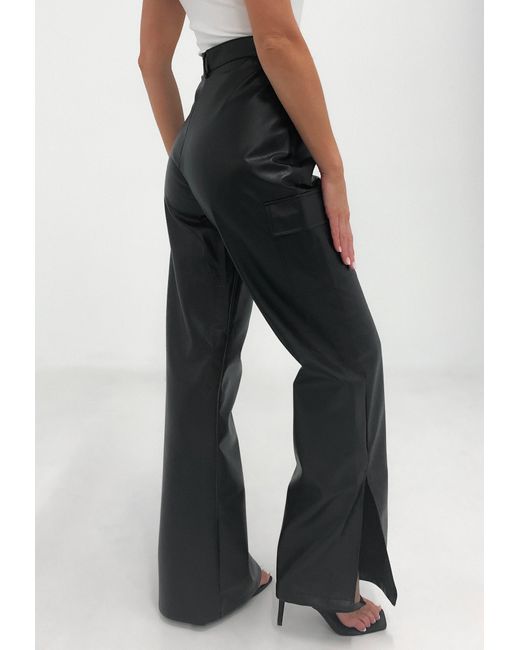 leather side split trousers