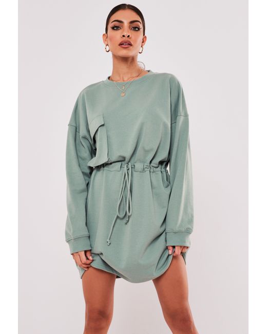missguided tie waist sweater dress