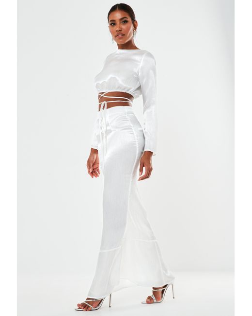 white satin wrap dress