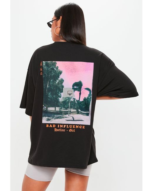T-shirt oversize noir avec graphique bad influence Coton Missguided en  coloris Noir - Lyst