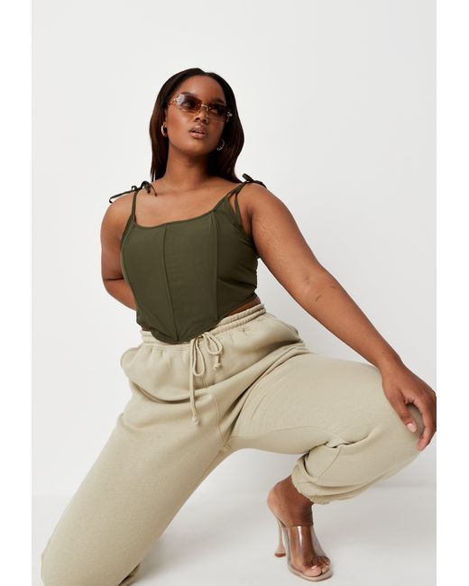 Missguided Synthetic Size Olive Tie Strap Corset Top In Green Lyst