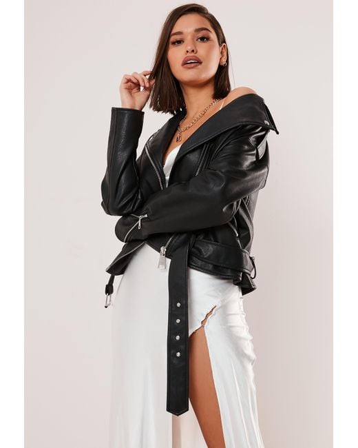 missguided oversized leather jacket