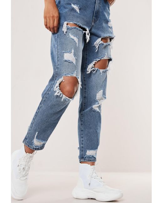 mom jeans blue ripped