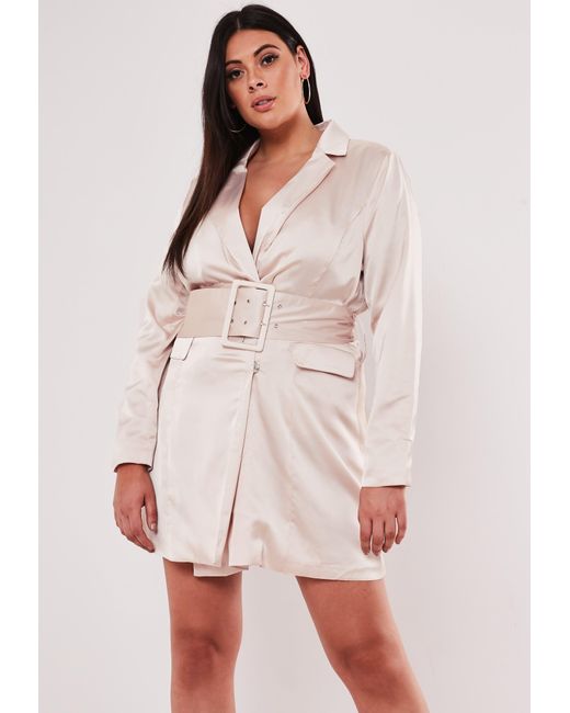 pink satin blazer dress