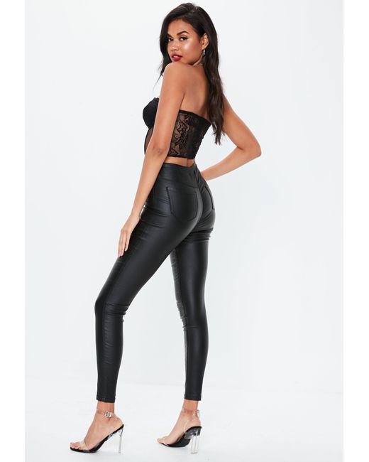 black coated high rise jeans