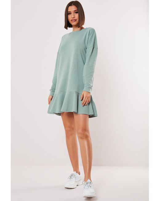 frill hem sweater dress