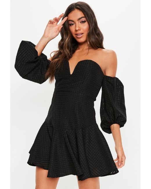 black bardot skater dress