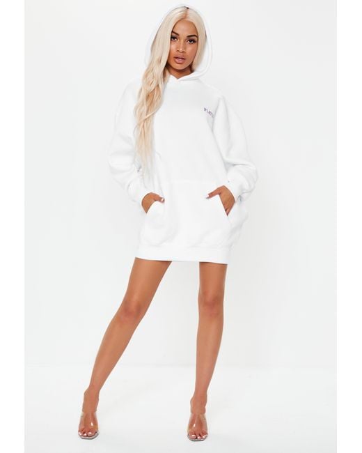 Lyst - Missguided Playboy X White Magazine Print Oversized Hoodie Dress ...