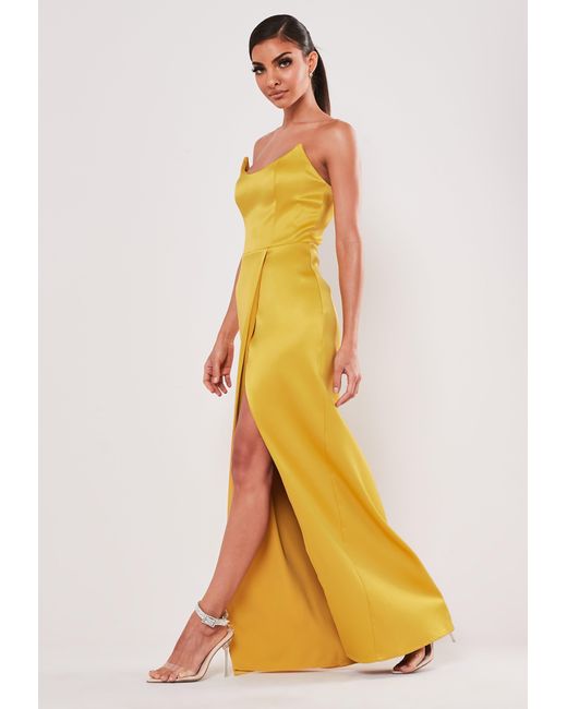 yellow maxi dress with split