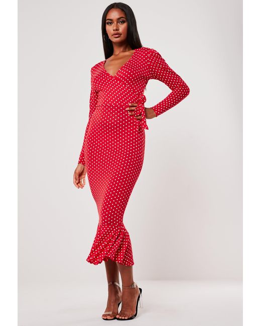 red polka dot tea dress