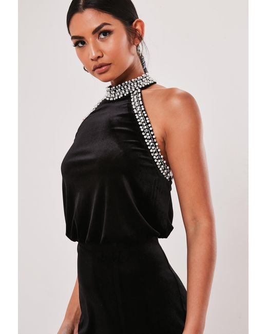 black high neck midi dress