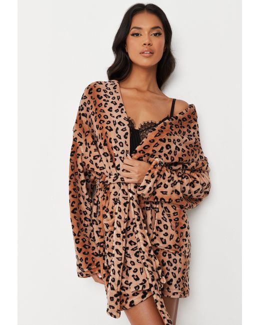 fluffy leopard print dressing gown