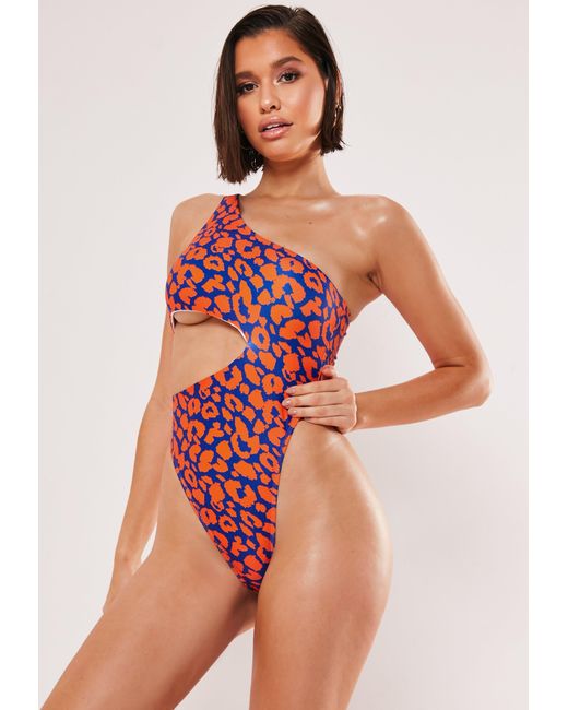 orange leopard print swimsuit