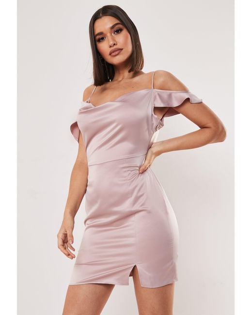 satin cowl mini dress