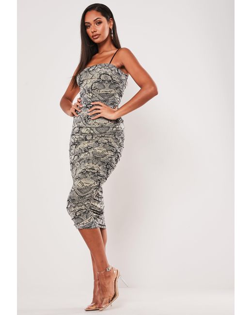 missguided ruched midi dress