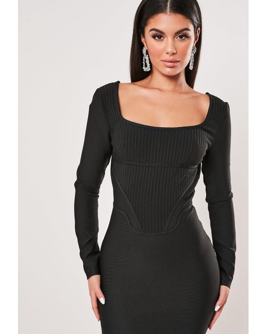 bandage midi dress long sleeve