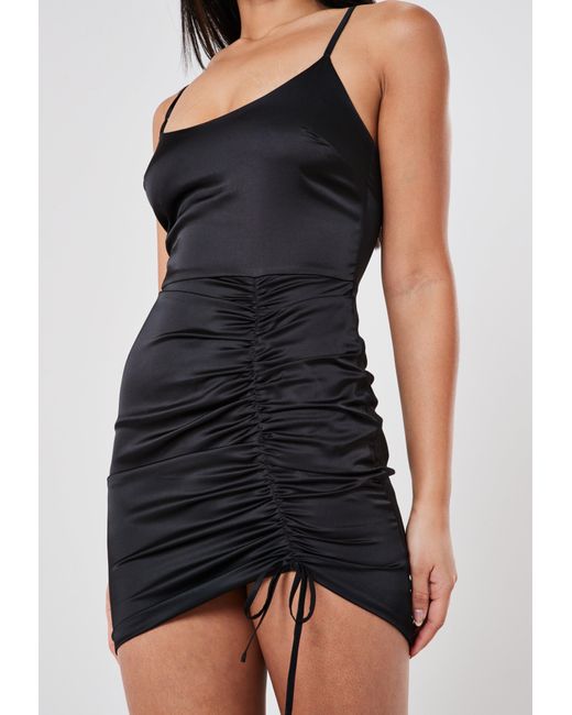 satin ruched side dress
