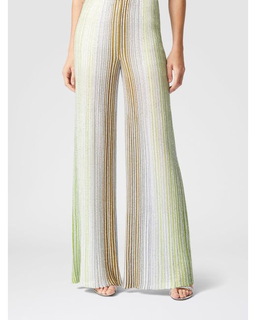 Missoni White Partialized Striped Palazzo Trousers With Sequins