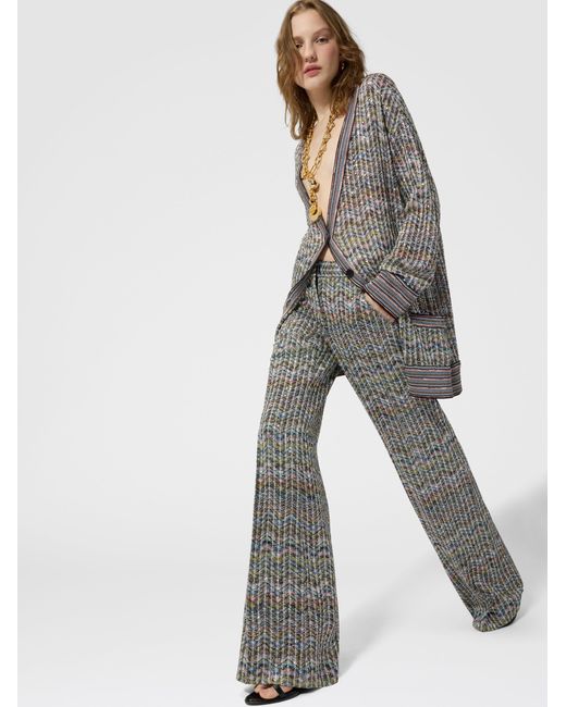 Missoni Gray Tailored Viscose Lamé Trousers With Sequins