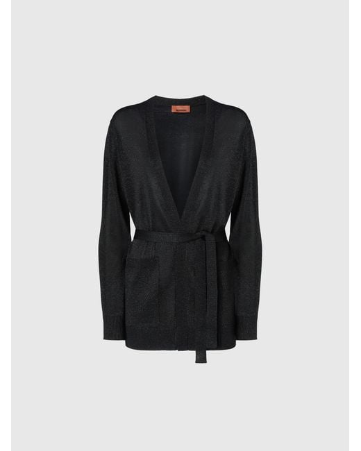 Missoni Black Lamé Fabric Cardigan With Belt