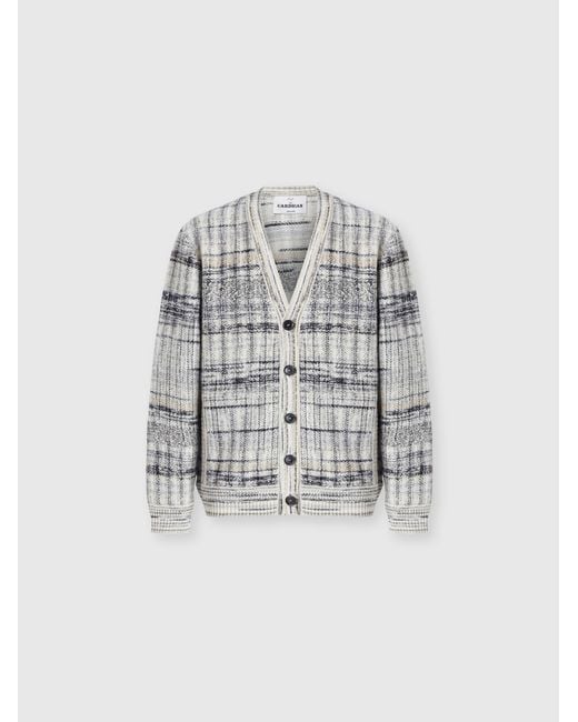 Missoni White Wool-Blend Check Cardigan With Side Pockets for men