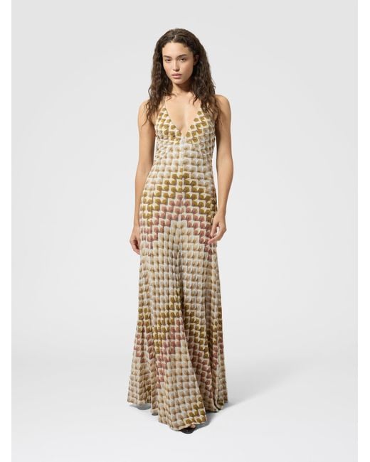 Missoni Metallic Long Viscose Lamé Dress With Crossed Straps