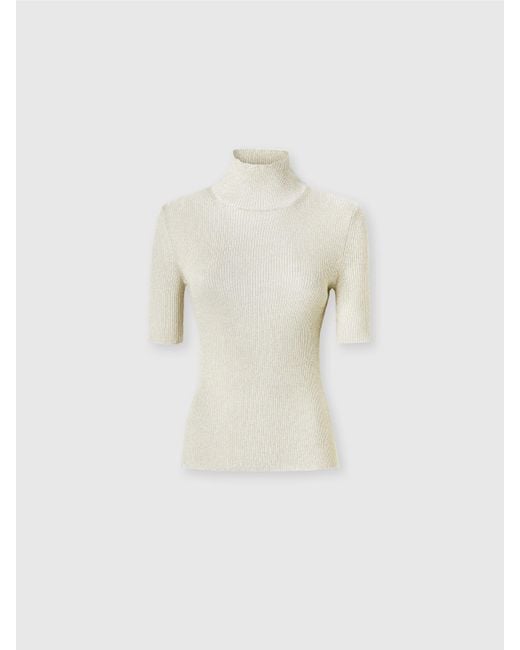 Missoni White Kurzärmeliger Rollkragenpullover Aus Viskose Mit Glitzereffekt, Damen, Weiß & Größe