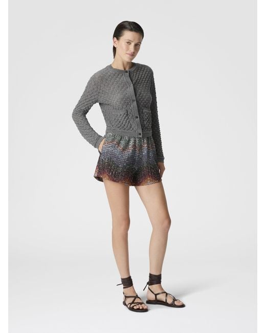 Missoni Gray Cashmere Cardigan With Lace Pattern