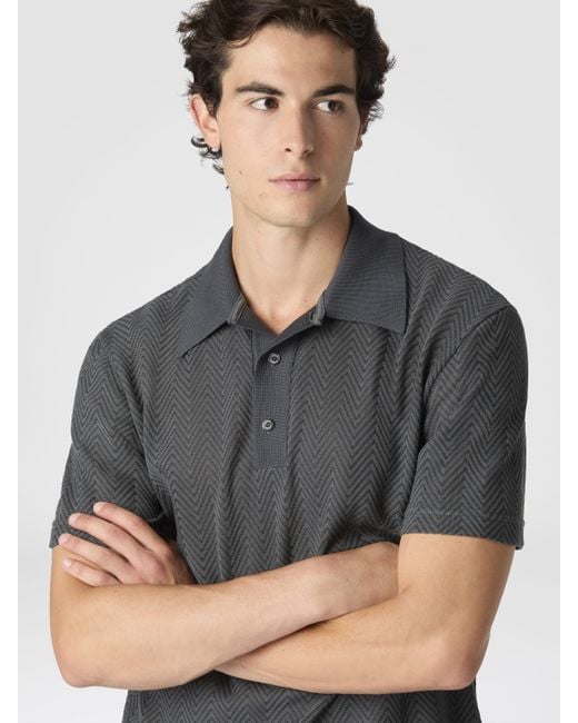 Missoni Poloshirt Aus Baumwolle Und Viskose Mit Ton-In-Ton-Zickzack, Herren, Größe in Blue für Herren