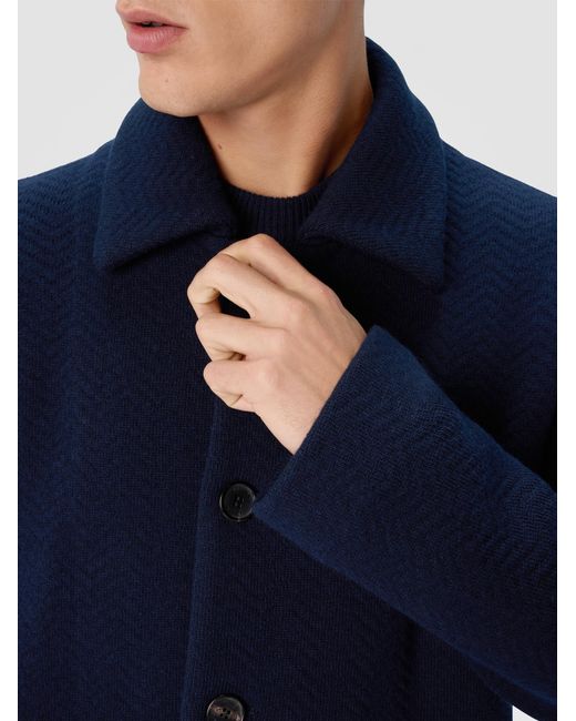 Missoni Blue Double Knit Coat With Zigzag Pattern for men