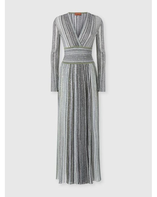 Missoni Gray Midi Dress With V-Neck