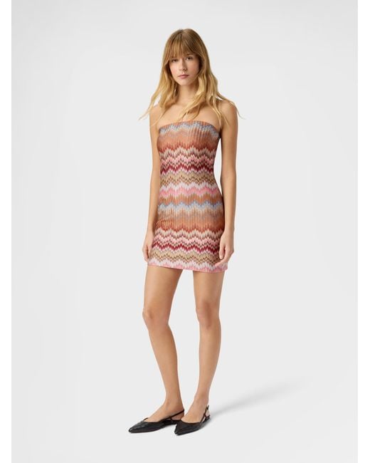 Missoni White Viscose Chevron Snake-Pattern Mini Dress