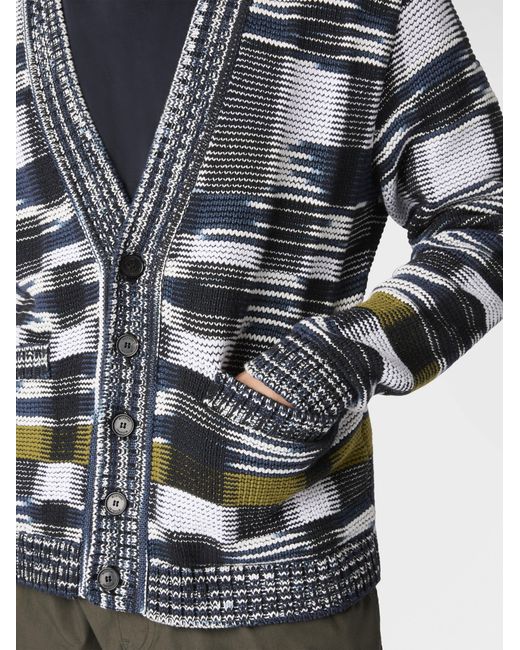 Missoni White Cotton-Blend Cardigan With Check Pattern for men