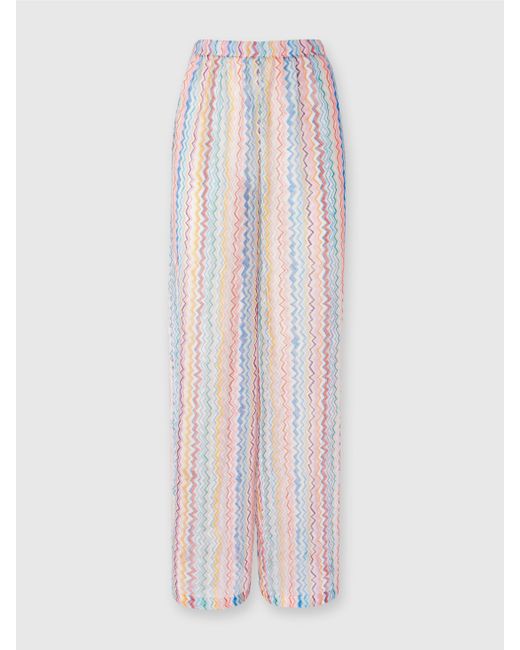 Missoni White Palazzo-Hose Mit Zickzack-Muster, Damen, Größe