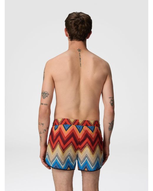 Missoni White Swim Shorts With Macro Zigzag Print for men