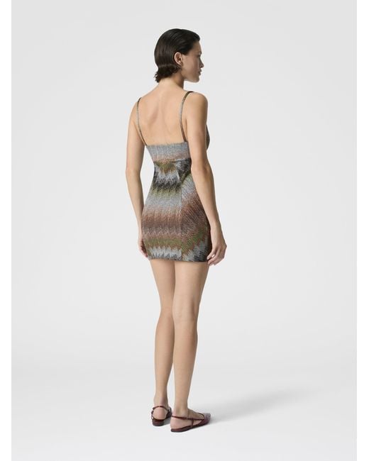 Missoni Multicolor Sleeveless Viscose Lamé Mini Dress With Deep Neckline