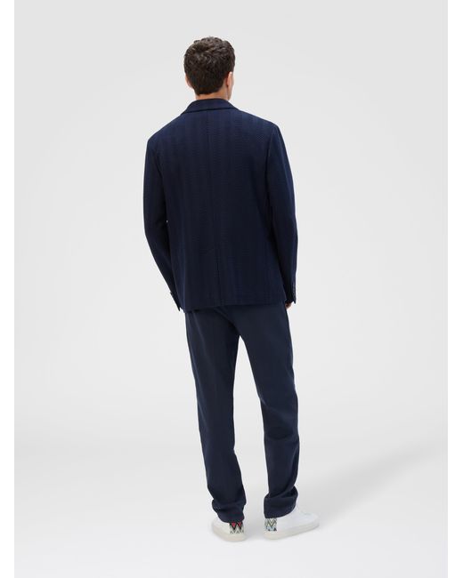 Missoni Blue Single-Breasted Jacket With Zigzag Pattern for men
