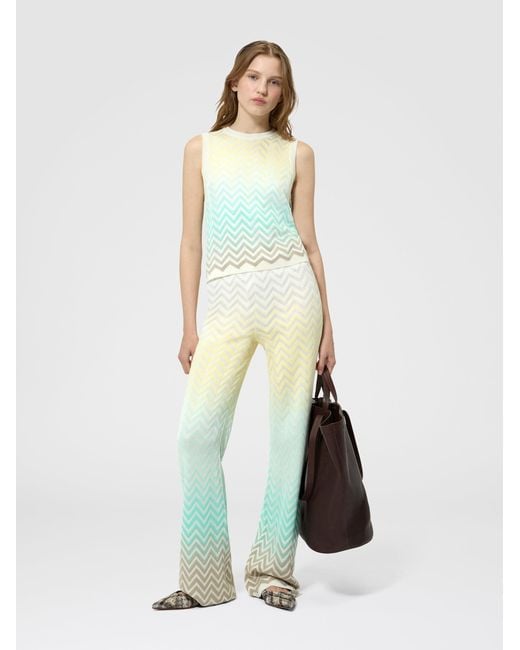 Missoni Blue Chevron Dégradé Cotton And Viscose Sleeveless Top
