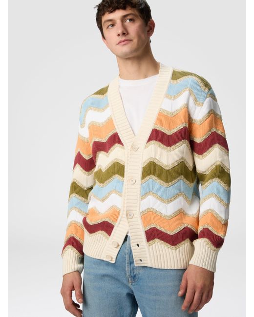 Missoni Cardigan Mit Makro-Zickzack- Und Melange-Details, Herren, Weiß & Größe in White für Herren