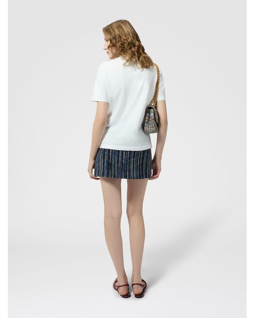 Missoni Blue Printed Cotton Jersey Crewneck T-Shirt
