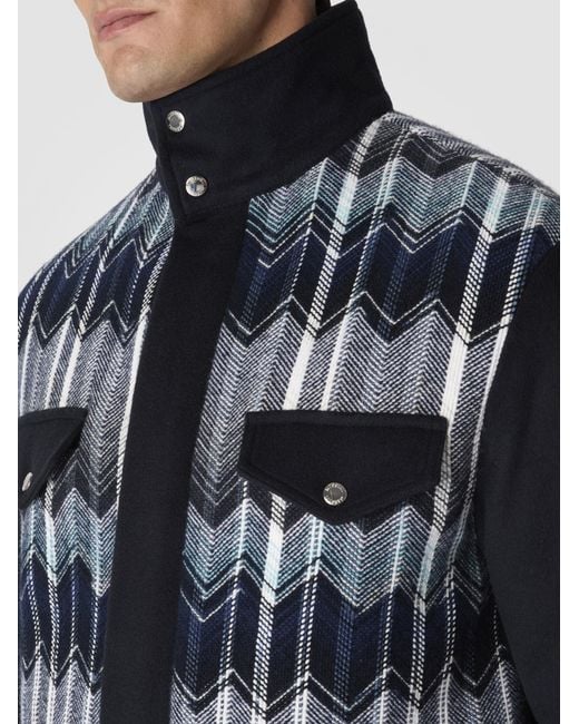 Missoni Blue Field Jacket With Zigzag Pattern for men