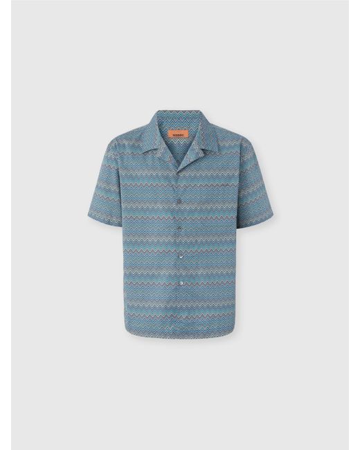 Camicia Bowling Zig Zag, Uomo, Taglia di Missoni in Blue da Uomo