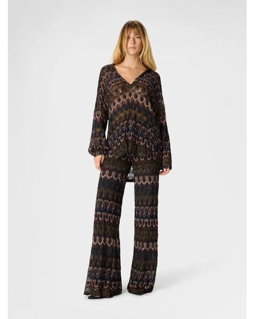 Missoni Black Viscose Lamé Blouse With Arabesque Motif