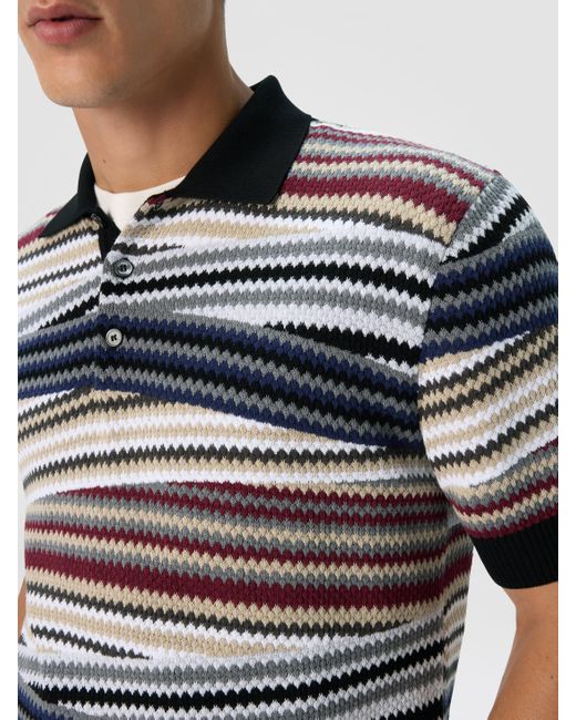 Missoni Kurzarm-Poloshirt Mit Knöpfen Und Gestreiftem Zickzack, Herren, Größe in White für Herren