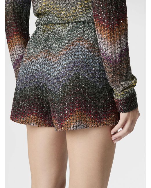 Missoni Gray Mixed Viscose Lamé Shorts With Sequins