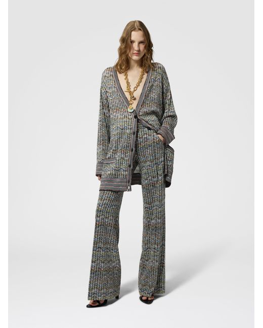 Missoni Gray Tailored Viscose Lamé Trousers With Sequins