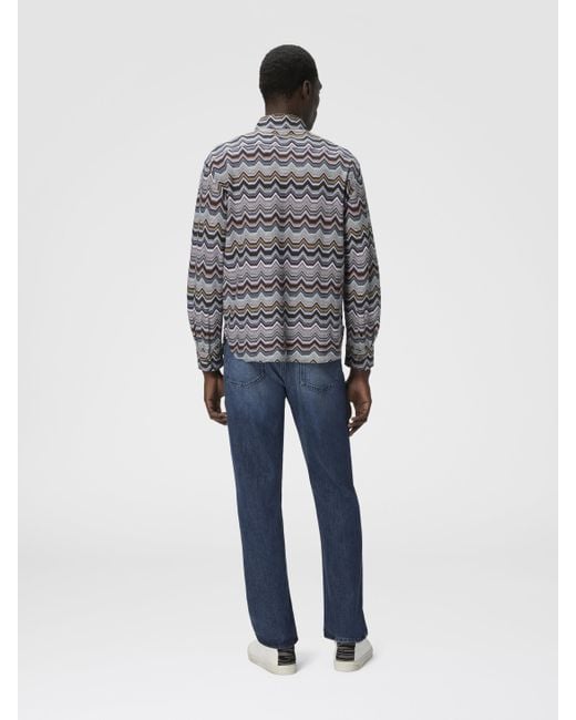 Missoni Gray Long Sleeve Shirt With Geometric Zigzag for men
