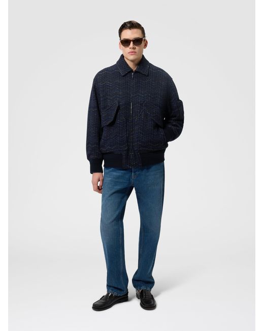 Missoni Blue Cashmere And Viscose Bomber Jacket With Pockets for men